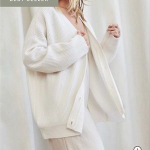 Jenni Kayne Cashmere Cocoon Cardigan in Ivory, size Small